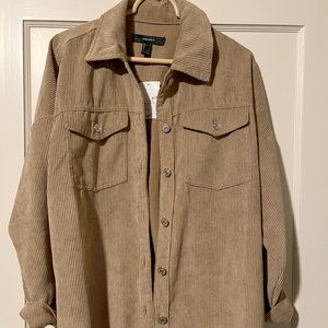 Forever 21 Womens Tan Corduroy Button Up Shacket/Jacket_Size S_NEW